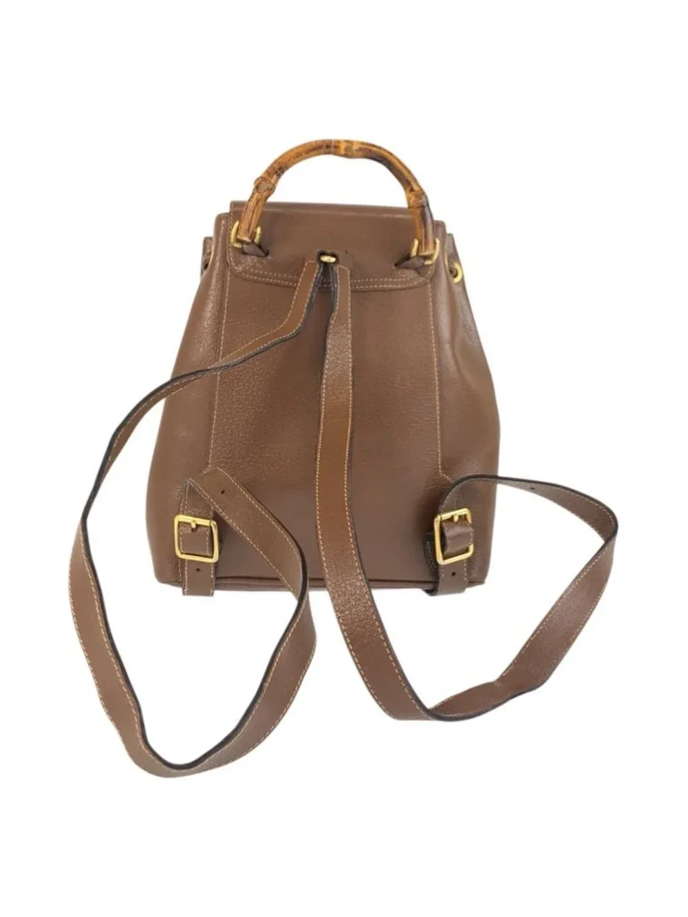 Gucci Bamboo Brown Gold Leather Backpack